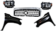 4-Piece Kit Driver and Passenger Side LED Headlight, With bulb(s), OE Replacement, Includes (2) Fender, (1) Grille Assembly and (1) Headlight