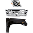3-Piece Kit, Grille Chrome, Includes (1) Fender, (1) Grille, and (1) Headlight