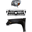 3-Piece Kit Driver Side Halogen Headlight, For Models Without Sport Package, Includes (1) Fender, (1) Grille Assembly, and (1) Headlight, CAPA Certified