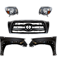 5-Piece Kit Driver and Passenger Side Halogen Headlight, Type 1, Includes (2) Fender, (1) Grille Assembly, and (2) Headlight, CAPA Certified