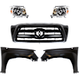 5-Piece Kit Driver and Passenger Side Halogen Headlight, Includes (2) Fender, (1) Grille Assembly, and (2) Headlight