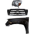 3-Piece Kit Driver Side Halogen Headlight, Type 1, Includes (1) Fender, (1) Grille Assembly, and (1) Headlight
