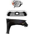 3-Piece Kit Passenger Side Halogen Headlight, Includes (1) Fender, (1) Grille Assembly, and (1) Headlight