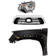 3-Piece Kit Driver Side Halogen Headlight, With bulb(s), OE Replacement, Includes (1) Fender, (1) Grille Assembly and (1) Headlight