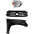 3-Piece Kit Passenger Side Halogen Headlight, Includes (1) Fender, (1) Grille Assembly, and (1) Headlight