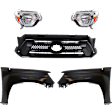 5-Piece Kit Driver and Passenger Side Halogen Headlight, Includes (2) Fender, (1) Grille Assembly, and (2) Headlight
