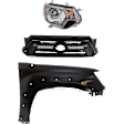 3-Piece Kit Passenger Side Halogen Headlight, With bulb(s), OE Replacement, Includes (1) Fender, (1) Grille Assembly and (1) Headlight