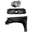 3-Piece Kit Driver Side Halogen Headlight, With bulb(s), OE Replacement, Includes (1) Fender, (1) Grille Assembly and (1) Headlight