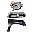 3-Piece Kit, Grille Chrome Shell with Painted Black Insert, CAPA Certified, Includes (1) Fender, (1) Grille, and (1) Headlight