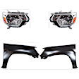 4-Piece Kit Driver and Passenger Side Halogen Headlight, With bulb(s), OE Replacement, CAPA Certified, Includes (2) Fender and (2) Headlight