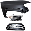 3-Piece Kit Passenger Side Halogen Headlight, Includes (1) Fender, (1) Grille Assembly, and (1) Headlight, CAPA Certified