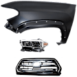 3-Piece Kit Driver Side Halogen Headlight, Includes (1) Fender, (1) Grille Assembly, and (1) Headlight, CAPA Certified