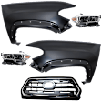 5-Piece Kit Driver and Passenger Side Halogen Headlight, Includes (2) Fender, (1) Grille Assembly, and (2) Headlight, CAPA Certified