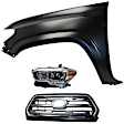 3-Piece Kit Driver Side Halogen Headlight, With bulb(s), OE Replacement,, CAPA Certified, Includes (1) Fender, (1) Grille Assembly and (1) Headlight