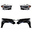 4-Piece Kit, Driver and Passenger Side Halogen Headlight, With bulb(s), OE Replacement, CAPA Certified, Includes (2) Fender and (2) Headlight