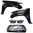 5-Piece Kit Driver and Passenger Side Halogen Headlight, With bulb(s), OE Replacement,, CAPA Certified, Includes (2) Fender, (1) Grille Assembly and (2) Headlight