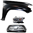 3-Piece Kit Passenger Side Halogen Headlight, Includes (1) Fender, (1) Grille Assembly, and (1) Headlight, CAPA Certified