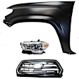 3-Piece Kit Driver Side Halogen Headlight, Includes (1) Fender, (1) Grille Assembly, and (1) Headlight, CAPA Certified