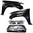 5-Piece Kit Driver and Passenger Side Halogen Headlight, Includes (2) Fender, (1) Grille Assembly, and (2) Headlight, CAPA Certified