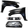 5-Piece Kit Driver and Passenger Side Halogen Headlight, Includes (2) Fender, (1) Grille Assembly, and (2) Headlight, CAPA Certified