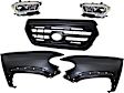 5-Piece Kit Driver and Passenger Side Halogen Headlight, With bulb(s), OE Replacement, CAPA Certified, Includes (2) Fender, (1) Grille Assembly and (2) Headlight