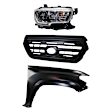 3-Piece Kit, Grille Painted Black, CAPA Certified, Includes (1) Fender, (1) Grille, and (1) Headlight