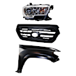 3-Piece Kit, Grille Painted Black, CAPA Certified, Includes (1) Fender, (1) Grille, and (1) Headlight