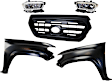 5-Piece Kit Driver and Passenger Side Halogen Headlight, With bulb(s), OE Replacement, CAPA Certified, Includes (2) Fender, (1) Grille Assembly and (2) Headlight