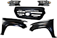 5-Piece Kit Driver and Passenger Side Halogen Headlight, With bulb(s), OE Replacement, CAPA Certified, Includes (2) Fender, (1) Grille Assembly and (2) Headlight