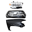 3-Piece Kit, Grille Chrome Shell with Painted Black Insert, For Models With Wheel Opening Moldings, Includes (1) Fender, (1) Grille, and (1) Headlight