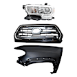 3-Piece Kit, Grille Chrome Shell with Painted Black Insert, For Models With Wheel Opening Mouldings, Includes (1) Fender, (1) Grille, and (1) Headlight