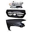 3-Piece Kit, Grille Painted Black, Includes (1) Fender, (1) Grille, and (1) Headlight