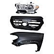 3-Piece Kit, Grille Painted Black, Includes (1) Fender, (1) Grille, and (1) Headlight