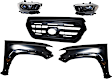 5-Piece Kit Driver and Passenger Side Halogen Headlight, For Models With LED Daytime Running Lights and LED Fog Lights, Includes (2) Fender, (1) Grille Assembly, and (2) Headlight