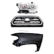 3-Piece Kit, Grille Chrome Shell with Painted Black Insert, Includes (1) Fender, (1) Grille, and (1) Headlight
