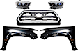 5-Piece Kit Driver and Passenger Side Halogen Headlight, For Models With LED Daytime Running Lights and LED Fog Lights, Includes (2) Fender, (1) Grille Assembly, and (2) Headlight