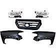 5-Piece Kit Driver and Passenger Side Halogen Headlight, Includes (2) Fender, (1) Grille Assembly, and (2) Headlight