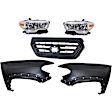 5-Piece Kit Driver and Passenger Side Halogen Headlight, Includes (2) Fender, (1) Grille Assembly, and (2) Headlight, CAPA Certified