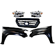 5-Piece Kit Driver and Passenger Side Halogen Headlight, Includes (2) Fender, (1) Grille Assembly, and (2) Headlight, CAPA Certified