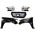 5-Piece Kit Driver and Passenger Side Halogen Headlight, Includes (2) Fender, (1) Grille Assembly, and (2) Headlight, CAPA Certified