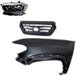 3-Piece Kit Driver Side Halogen Headlight, For Models With LED Daytime Running Lights and LED Fog Lights, Includes (1) Fender, (1) Grille Assembly, and (1) Headlight