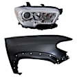 2-Piece Kit Passenger Side Halogen Headlight, With bulb(s), For Models Without LED Daytime Running Lights and Fog Lights, OE Replacement, Includes (1) Fender and (1) Headlight