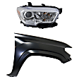 2-Piece Kit Passenger Side Halogen Headlight, With bulb(s), For Models Without LED Daytime Running Lights and Fog Lights, OE Replacement, Includes (1) Fender and (1) Headlight