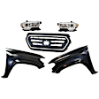 5-Piece Kit Driver and Passenger Side Halogen Headlight, For Models With Fog Lights, Includes (2) Fender, (1) Grille Assembly, and (2) Headlight