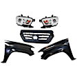 5-Piece Kit Driver and Passenger Side Halogen Headlight, For Models Without LED Daytime Running Lights and Fog Lights, Includes (2) Fender, (1) Grille Assembly, and (2) Headlight