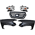 5-Piece Kit, Front, Driver and Passenger Side Fender, For Models With Wheel Opening Moldings, CAPA Certified, Includes (2) Fender, (1) Grille, and (2) Headlight