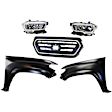 5-Piece Kit Driver and Passenger Side Halogen Headlight, Includes (2) Fender, (1) Grille Assembly, and (2) Headlight, CAPA Certified