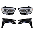 4-Piece Kit Front, Driver and Passenger Side Fender, For Models Without Wheel Opening Moldings, CAPA Certified, Includes (2) Fender and (2) Headlight