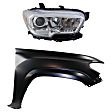 2-Piece Kit, Passenger Side Fender, For Models Without Wheel Opening Mouldings, CAPA Certified, Includes (1) Fender and (1) Headlight