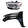 2-Piece Kit, Driver Side Fender, For Models Without Wheel Opening Mouldings, CAPA Certified, Includes (1) Fender and (1) Headlight